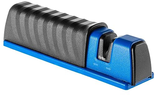 KADAX Knivvässare, 17 x 4,5 cm vässare tillverkad av högkvalitativa material, verktygsslipare av slipsten och plast, knivyxa vässare (blå)