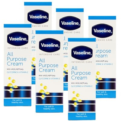 Vaseline Intensive Care All Purpose Cream Rough Cracked Skin Relief, 6-Pack, 1.41 FL Oz Each, 6 Tubes