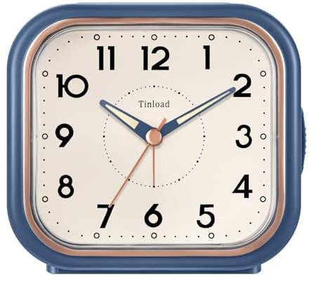 4.5 Zoll Vintage Retro Analoger Wecker, super leise, Nicht tickende Uhr mit Nachtlicht, Schlummerfunktion, batteriebetrieben, für Wohnzimmer, Schlafzimmer, Nachttisch, Schreibtisch
