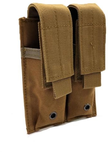 HOUSON Taktische Magazintasche, MOLLE Mag Pouch Magazinbeutel Jagd Magazin Tasche Doppel Molle Beutel für 1911 G1ock 9mm Magazin Khaki