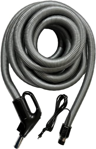 Wessel-Werk Electric Central Vacuum Hose 33 ft with 3-way On/Off Power Control Switch on Comfort Grip Hose Handle, Flush Handle Connection with Corded Pigtail Hose End Configuration, 1 Year Warranty