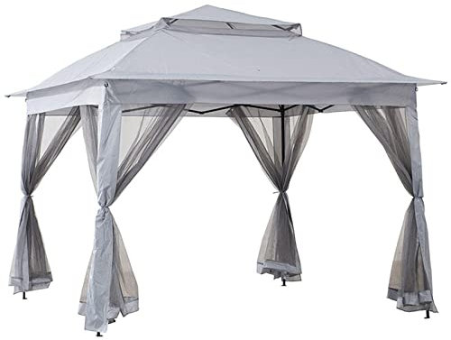 CASEGO Pop-up-Pavillon mit doppeltem Baldachin ist tragbar und faltbar und eignet Sich für Szenen wie Gärten, Innenhöfe, Gärten und Gastfamilien (Light Gray)