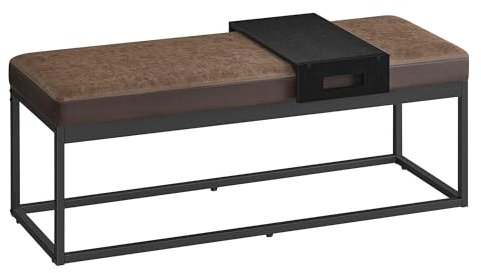 SONGMICS HOME LUIZ Kollektion - Sitzbank, Bank Schlafzimmer, Oberteil wendbar, Schuhbank Bettbank, kleine Ablage abnehmbar, bis 300 kg belastbar, für Wohnzimmer, Flur, walnussbraun LOM081K01V1