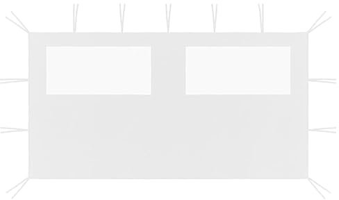 ShCuShan Pavillon-Seitenwand mit Fenstern 4x2 m Weiß Windschutz und Sichtschutz für Partyzelt,Outdoor Sofortige Seitenteile für den Gartenpavillon