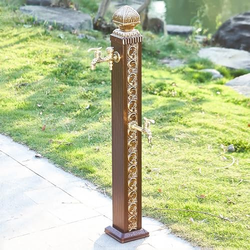 XRRJFYH Wasserhahn Garten Frostsicherer Außenwasserhahn Wassersäule Garten Wasserzapfsäule Garten Wasserhahn Säule Wasserzapfstelle Aussen (Size : With 2 faucets)