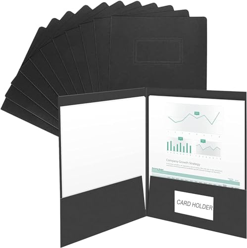 10 Stück A4 Dokumentenmappe Kraft Präsentationsmappe Einfügen Präsentation Papier Halter Mappen Ordner Portfolio Papierkram Organizer mit Kartensteckplatz und Fächern für Büro Schule Projekt Business