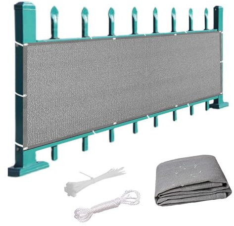 Balkon Sichtschutz Balkonumspannungen 75 x 480 cm Windschutz Sonnenschutz Und Wetterfest Balkonumspannungen Terrassen Sichtschutz mit Kabelbinder Ohne Bohren Sichtschutz für Balkon, Grau