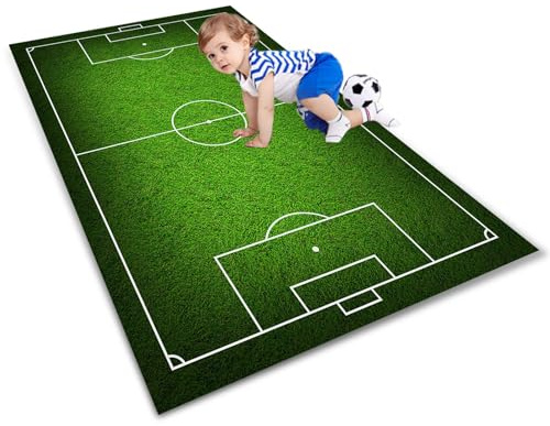 AXHMZYD Kinder Fußball Teppich Fußballfeld spielteppich Jungen & Mädchen Funs Home Decor Spielmatte für Kinderzimmer, Babyzimmer und Spielzimmer Grün(A,80×120cm)