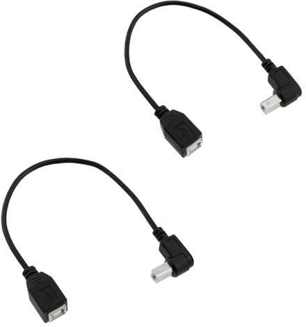 The Lord of the Tools 2 cables de extensión de impresora en ángulo de 90 grados, USB 2.0 tipo B macho a hembra, adaptador de impresora adecuado para impresora, escáner, disco duro móvil y más (ángulo