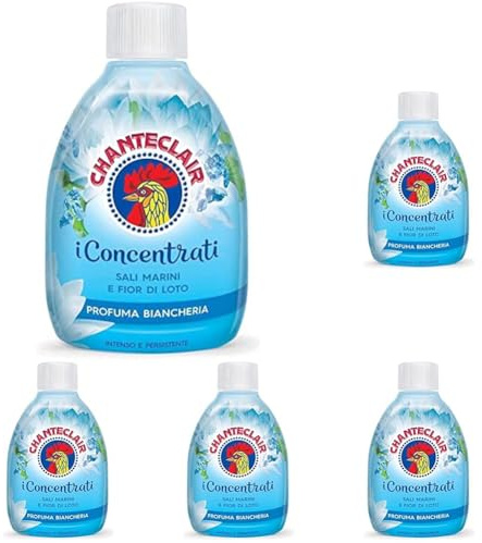 Chanteclair - I Concentrati, Profuma Biancheria, Sali Marini e Fior di Loto, Profumo Intenso e Persistente sui Capi - 220 ml (Confezione da 5)