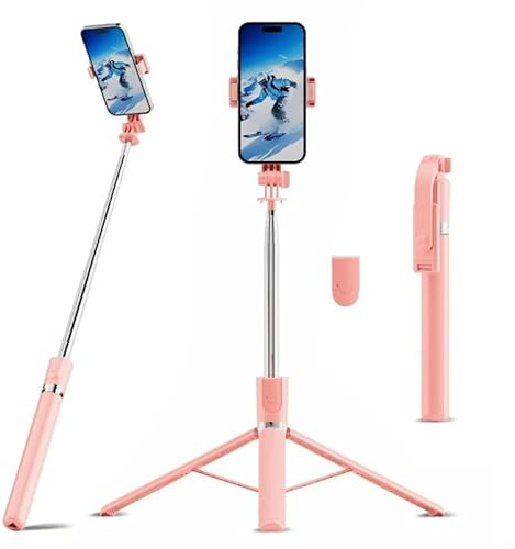 Perche à Selfie Trépied pour Smartphone, 27.5 Selfie Stick Trépied Monopode Bluetooth Télescopique 3 en 1 Extensible 360° Rotation, Trepied Telephone avec Télécommande pour Vlogs, Vidéos et Photos