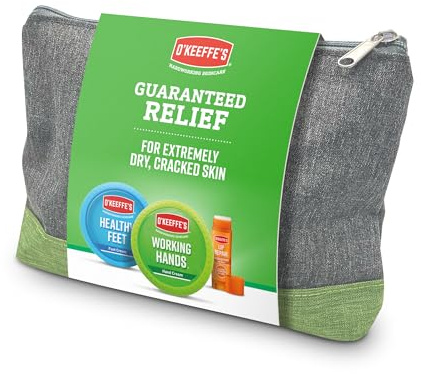 O'Keeffe's Skincare Gift Set - Includes Healthy Feet Jar 91g, Working Hands Jar 96g and Lip Repair Unscented Lip Balm 4.2g