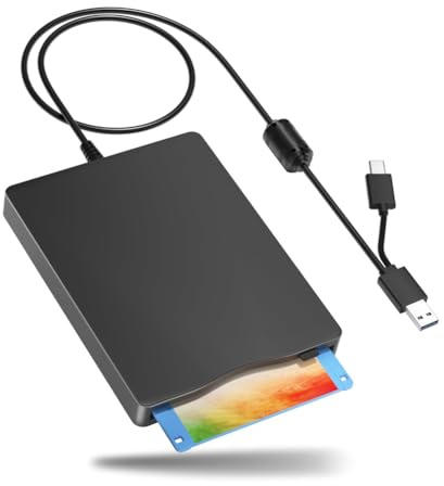 Quisiete Lector de Disquete, Unidad de Disquete Externa de 3,5 Pulgadas con USB Tipo C, Unidad de Disquete FDD Portátil para PC Portátil