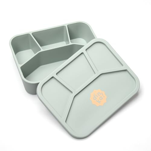 dinka! Kids Lunch Box - Multi Compartment Lunch Box with Leak-Proof Lid - Silicone Boxes Ideal for Baby Food & Toddler Snacks - BPA Free Bento Boxes for Travel & Picnics - 1.1L Capacity (Dark Green)