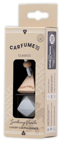 Carfume Classic Soothing Vanilla Car Air Freshener | Premium Sweet, Cream & Nutmeg Fragrance | Luxury Unisex Recyclable Scented Diffuser - Odour Eliminator - UK Made Car Accessories