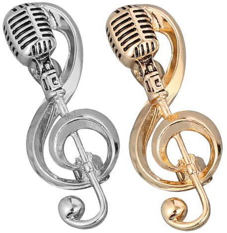 COLLBATH 2stücke Musikdekor Reversmikrofon Brosche Aus Legierung Musiknote Ornament Kleidungszubehör Hutbrosche Accessoire Für Damen Herren