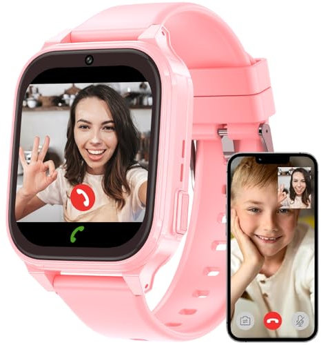 Fenamor 4G Montre Connectée Enfant GPS, Montre Enfant Garcon Fille avec SOS, Appel Vidéo, 7 Jeux, Chat, GPS, Réveil Mode Classe, Podomètre, Cadeaux Montre Telephone avec SIM Fille Garçon 5-12 Ans