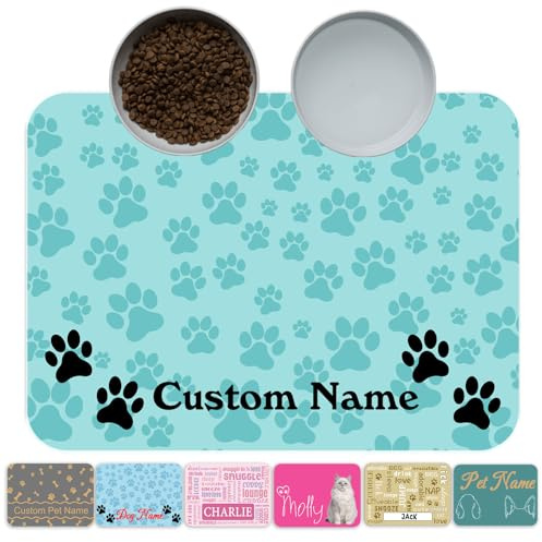 Xsersao Personalisierte Haustier-Futtermatte, individueller Name, Hundefuttermatte, individuelle Katzen-Wasser-Tischsets, wasserdichtes und rutschfestes Design für Hunde und Katzen, Stil 2