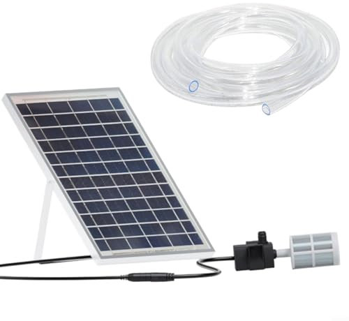 LVYXON Kit de panneau solaire 10 W avec pompe à eau 240 l/h, pompe submersible pour fontaine d'aquarium, capacité de levage de 2,5 à 3 m, tuyau transparent de 2 m, système de filtration de circulation
