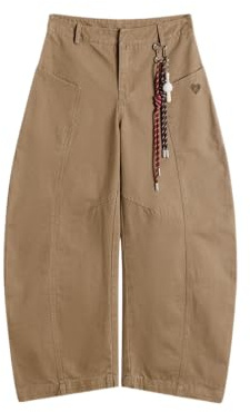 Aelfric Eden herr säckig byxor breda byxor dam oversize cargobyxor superbaggy Barrel byxor Y2K fritidsbyxor streetwear hög midja bekväma lösa byxor, kaki, 30