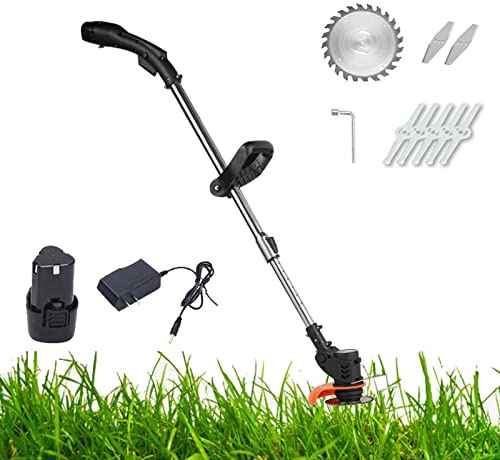 Cordless Electric Lawnmower, 30 cm Cutting Width, Rear Roller, Manual Height Adjustment, Foldable Handles for Easy Storage and Comfortable Maneuvering