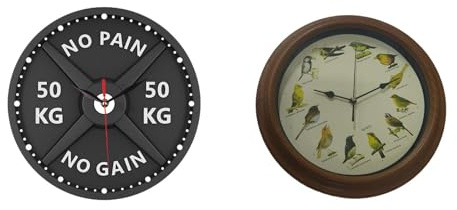 Gralara 2 Pezzi Orologio Da Parete Da Muro Da Appendere Creativo Rotondo in Acrilico E Vetro con Movimento Continuo Adatto per Cucina Camera Da Letto E Uffic