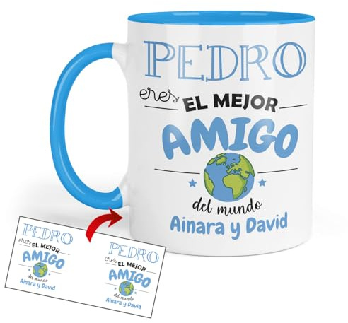 Kembilove Taza Amigo Personalizada | Regalo original mejor amigo con nombre y dedicatoria | Detalle emotivo cumpleaños amistad | Tazas personalizadas amigos café hombre