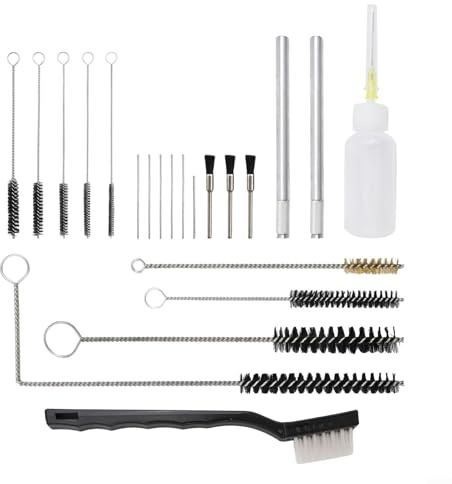 Kit de nettoyage par pulvérisation de 23 pièces avec fil en laiton et brosses en nylon, étui de rangement, compatible avec HVLP, aspiration, gravité, alimentation sous pression et outils d'aérographe