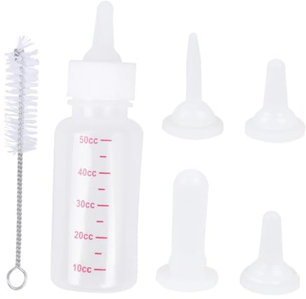 FUTUREORYY Transparent Pet Nursing Bottle for Small Dogs Cats Rabbits with Silicone Replacement Nipples and Cleaning Brush Safe PP Material Feeding Kit