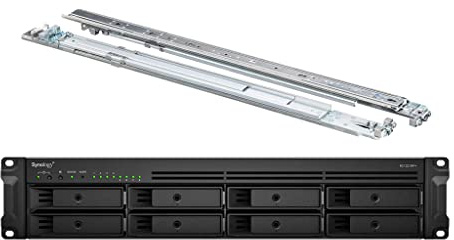 Synology RackStation RS1221RP+ NAS Server with Ryzen 2.2GHz CPU, 32GB Memory, 32TB HDD Storage, 4 x 1GbE LAN Ports, Redundant Power, DSM Operating System Bundle with Rail kit