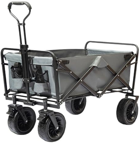 trolley， Outdoor Folding Portable Stall Picnic Trolley Small Cargo Fishing Shopping Trailer Camping Van Cart(Green)