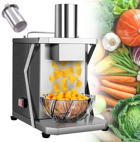 MQDLJSE Tagliaverdure Elettrico, tritaverdure Commerciale con stampi per Tagliare a cubetti, Calibro 7 cm/2,75 Pollici, Macchina elettrica per Tagliare a cubetti la Frutta per Patate, Caro