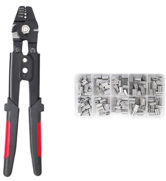 Kit di strumenti di crimpatura per funi metalliche, pinza crimpatrice per pesca in acciaio al carbonio, crimpatrice per progetti esterni, ditali per ringhiere