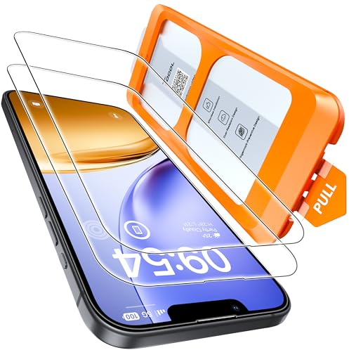 TOCOL Skärmskydd för iPhone 17e, Automatisk Justering för Snabb Installation, 9H Hårdhet, Okrossbart Härdat Glas, HD-Transparent, 2 Pack