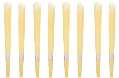 SECFOU Velas Oídos Grandes Forma de Trompeta 8 Unidades Color Amarillo Claro Cera de Abejas Natural Palitos para Aromaterapia y Limpieza de Oídos para Relajación y Reducción de Tinnitus