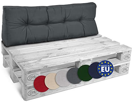 Beautissu Rückenkissen Palettenkissen Outdoor 120x40 cm – Gepolsterte Auflagen für Paletten Europaletten Palettensofa Lounge Kissen Outdoor Palettenmöbel Palettenpolster Grau – Style