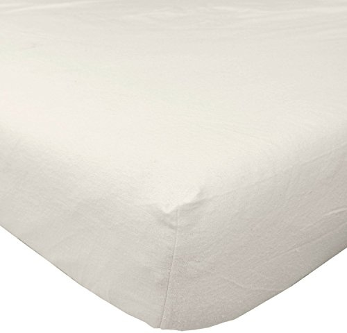 HOMESCAPES Flanell Spannbettlaken 140x190 cm Creme, Bettlaken mit Gummizug aus 100% Baumwolle