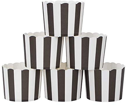 Webake Muffinförmchen Papier Muffin Förmchen 50 Stück Muffin Papierförmchen in Weiß und Schwarz für Muffins Bronnie Cupcake