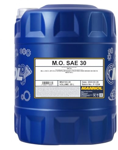 MANNOL 3103 Motoröl SAE 30 Einbereichsöl, mineralisch, für Diesel, 20L | API CH-4, MIL L 2104 C, für VOLVO und CATERPILLAR Dieselmotoren mit Turbolader, Verschleißschutz für Landmaschinen