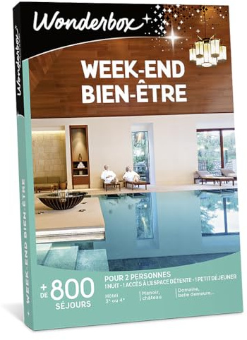 Wonderbox - Coffret Cadeau - Week-End Bien-Être – 800 séjours avec Petit Déjeuner pour 2 Personnes : Accès à l'espace Détente, Hôtels 3 à 5 étoiles, Châteaux - Idée Cadeau Couple Amis Original