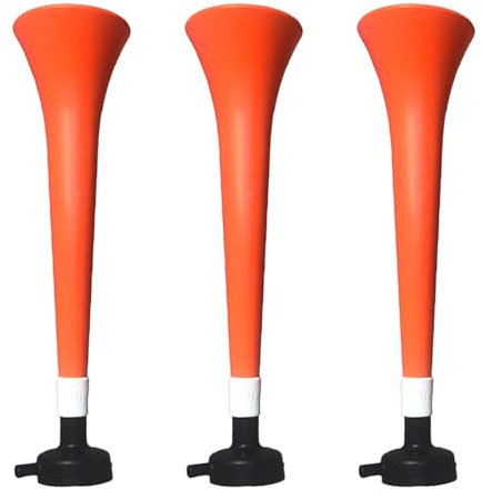 FUN FAN LINE - Pack x3 Plastic Trumpets/Vuvuzela stadium horn for soccer and sports events. Soccer fan trumpet. Noisy air horn for cheerleading and animation. (Netherlands)