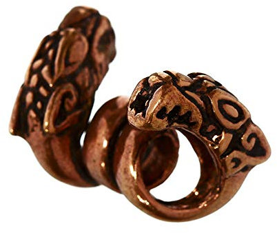 NKlaus SET 2x Haarschmuck Bartperle GERI FREKI Odins Wölfe Bronze Lockenperle 40505