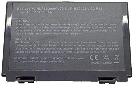 A32-F82 A32-F52 Batterie d'ordinateur Portable | Remplacement pour Asus K61IC K60IJ K50IJ K50I K60I X8D X8B K40 K40lJ K40lN K40E K50 K60 K70 F52 F82 P50 P81(10.8V 5200mAh)