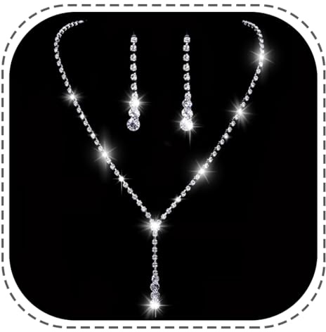 Ushiny Silbernes Brautschmuck-Set Hochzeit Kristall Halskette und Ohrringe Set glitzernde Strass baumelnde Tropfen Ohrringe Halskette Schmuck für Frauen