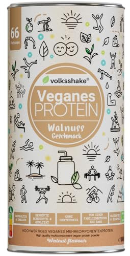 Proteína vegana de nogal tostado, 1000 g, 12 fuentes de proteínas vegetales, sin soja ni gluten, calidad premium del lago de Constanza, fabricado en Alemania