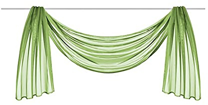 Ricemru Extra Lang Querbehang Freihanddeko Grün Vorhangschal Transparentem Voile Querbehang Gardine Schals Hochzeit Bogen Dekoration Wohnzimmer Schlafzimmer,140x400cm