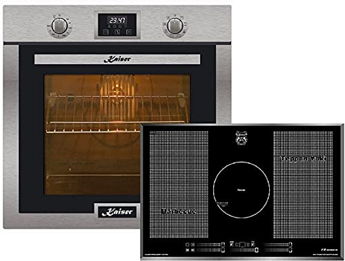 Kaiser Ensemble de cuisson à induction EH 6323 + KCT 777 FI La Perle, autonettoyant, acier inoxydable, broche à rôtir, four électrique + plaque à induction 77 cm/Autark/Rotisserie