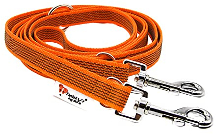 Twinkys Dog Style Verstellbare Hundeleine gummiert Orange 3 Meter 20 mm breit Made in Germany
