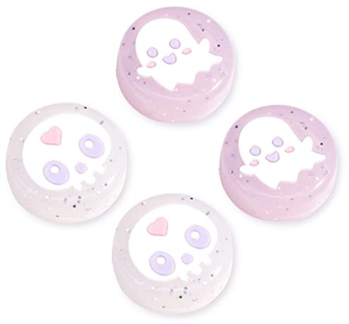 BelugaDesign Ghost Thumb Grips | Halloween Gothic Clear Jelly Glitter Joystick-Griff-Tastenkappen | Kompatibel mit Nintendo Switch Standard Lite OLED