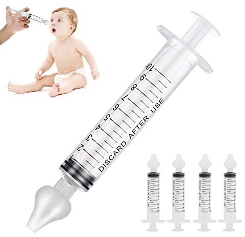 4 piezas de Aspirador Nasal Bebes, irritador nasal de jeringa, 10 ml Aspirador Nasal, Irrigador Nasal Jeringas Punta Succión Silicona, seguro y cómodo, no tóxico y sin sabor, reutilizable